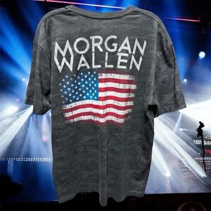 MORGAN WALLEN ONE NIGHT AT A TIME MERCH 2024 T-SHIRT BLACK CAMO FLAG XL